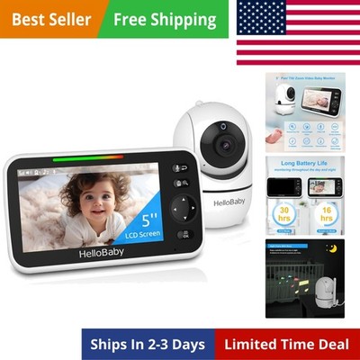 No WiFi Baby Monitor 5'' Screen 30-Hour Battery Pan-Tilt-Zoom Video Upgrade wi...