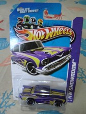 Hot Wheels HW SHOWROOM Purple W/Flames '57 Chevy Belair #X1859 1/64