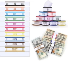 550 Pack Money Bands for Cash Self Adhesive Wrappers for Bills 11 Colors Currenc