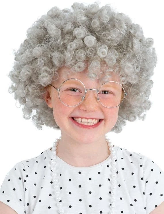 Peluca Gris Rizada Corta Para Mujer – Estilo Abuela Años 80, Ideal Para Halloween, Carnaval Y Fiestas De Disfraces, Máxima Circunferencia 62 Cm