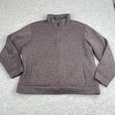 Wrangler Sweater Mens XL Brown 1/4 Zip Mock Neck Knit Pullover Pockets Casual