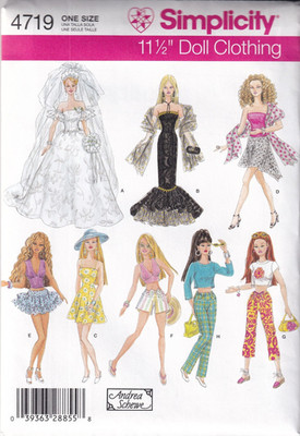 Simplicity Pattern 4719 Doll Clothes for 11 1/2'' Dolls New/Uncut