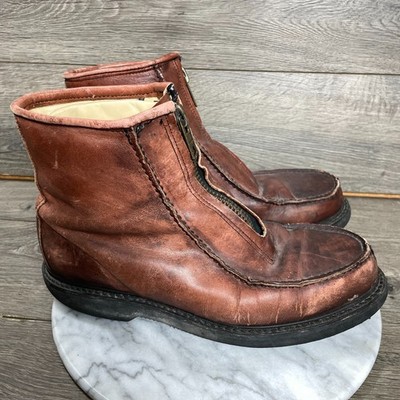 Double H Boots Mens 9.5 EEE Brown Leather Zip Up Ankle Insulated Stadium Retro