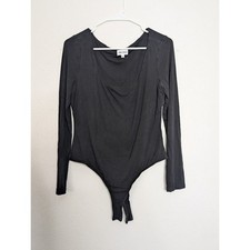 Superdown Al Bodysuit Black Square Neck Long Sleeves Size XL Basic Casual