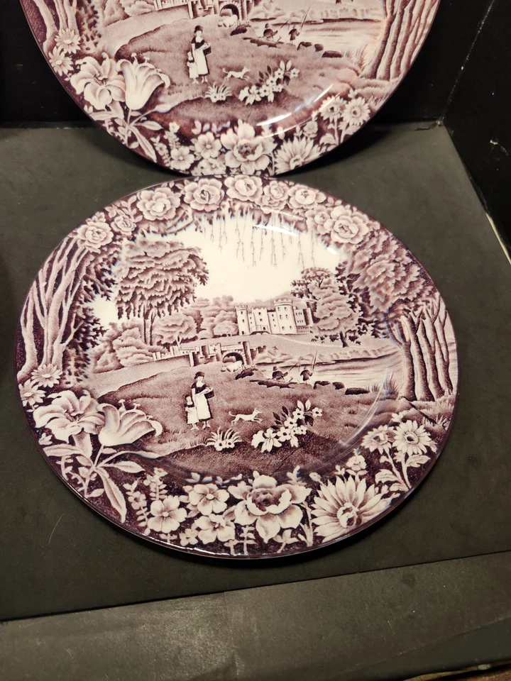 Wood and Sons Castles Plate Set of 4 Enoch Wood 9" Purple Plum - Image 4 of 4