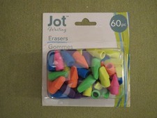 Jot Set of 60 Pencil Top Erasers, Multi-color, NEW SEE NOTES