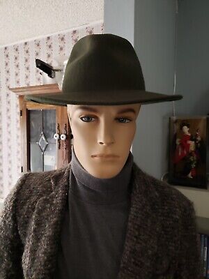 Zara Man unisex wool fedora hat forest green made in Italy Zara Man unisex wool fedora hat forest green made in Italy