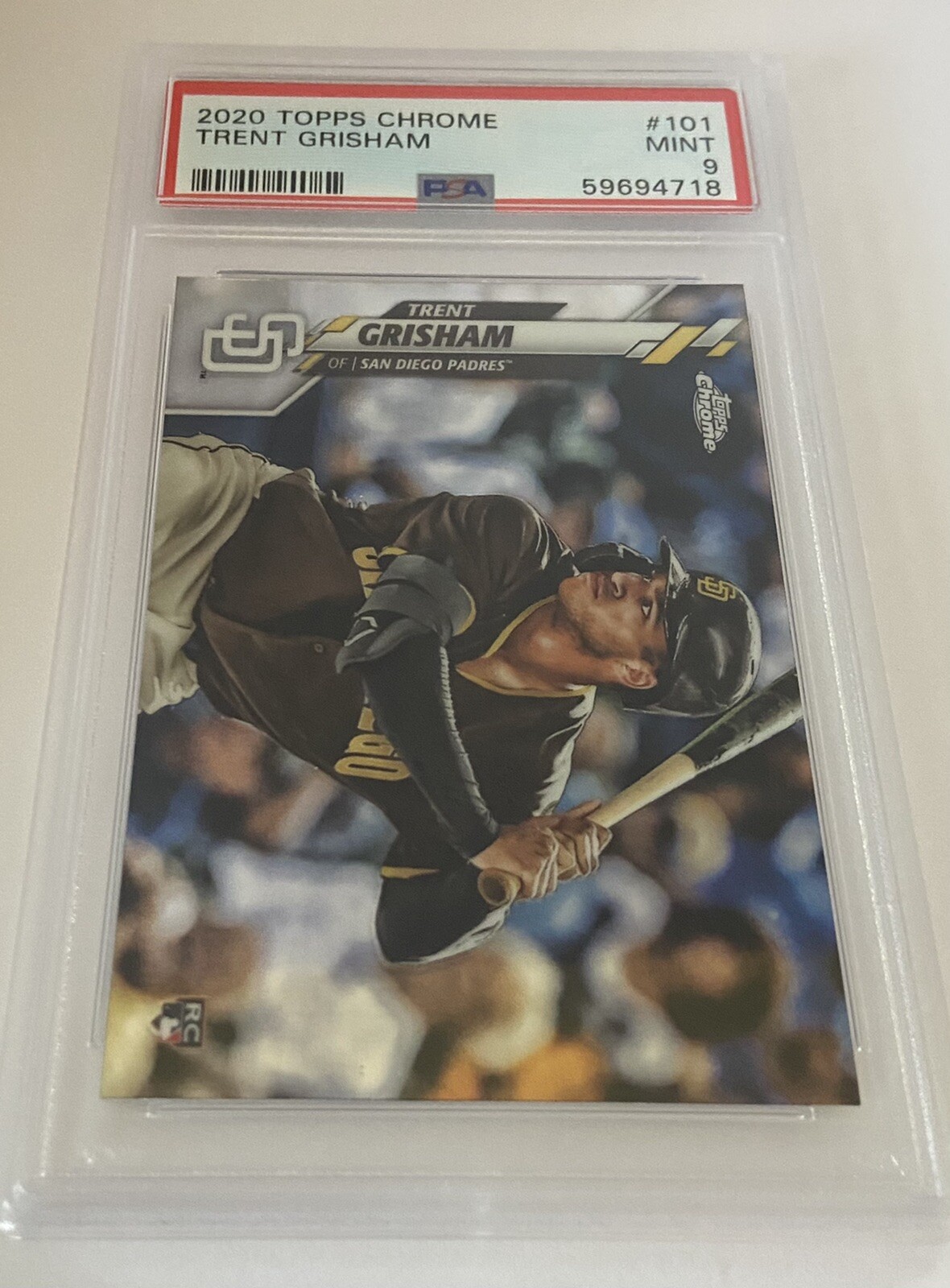 2020 Topps Chrome Trent Grisham Refractor Rookie RC PSA 9 Padres #101