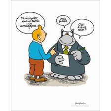 TINTIN Hommage à Hergé Affichette Tintin Autographe No Aroutcheff Banksy 42x30