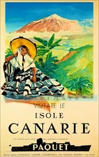 Canary Islands 1958 Isola Canarie Vintage Poster Print Retro Style Art Travel 