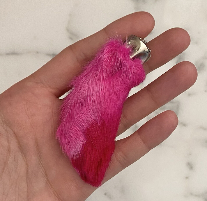 Vintage Rabbits Foot Metal Keychain Hot Pink Lucky Charm | eBay