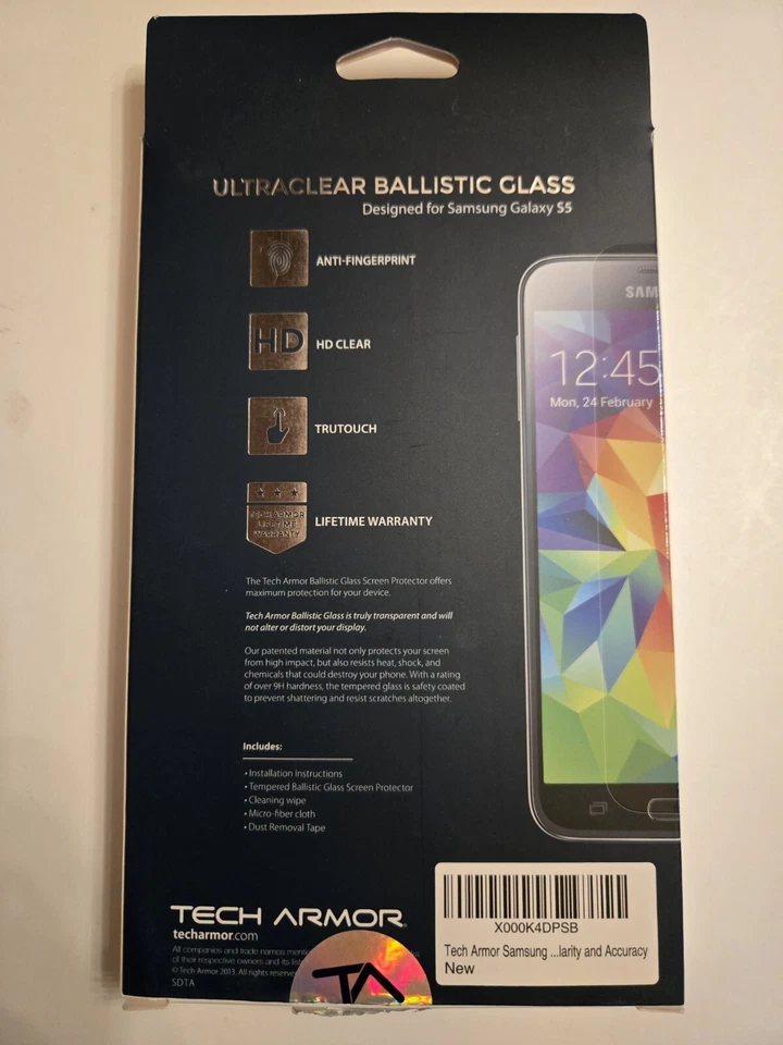 NEW Tech Armor Screen Protector (2) HD Ballistic Glass fits Samsung Galaxy S5  - Image 3 of 3