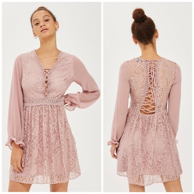 topshop lace up dress NWT Topshop Lace Detail Mini Dress (Size 2)
