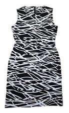 Calvin Klein Black Dress White Tiered Sleeveless Sheath 10