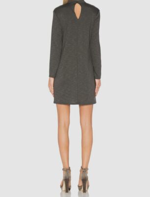 Lanston Women's Gray Solid Long-Sleeve Mock-Neck Cutout Dress Size XS