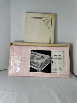 NEW Vintage Home Beautiful Creations by Vickie Linen Tablecloth,Napkins Sealed