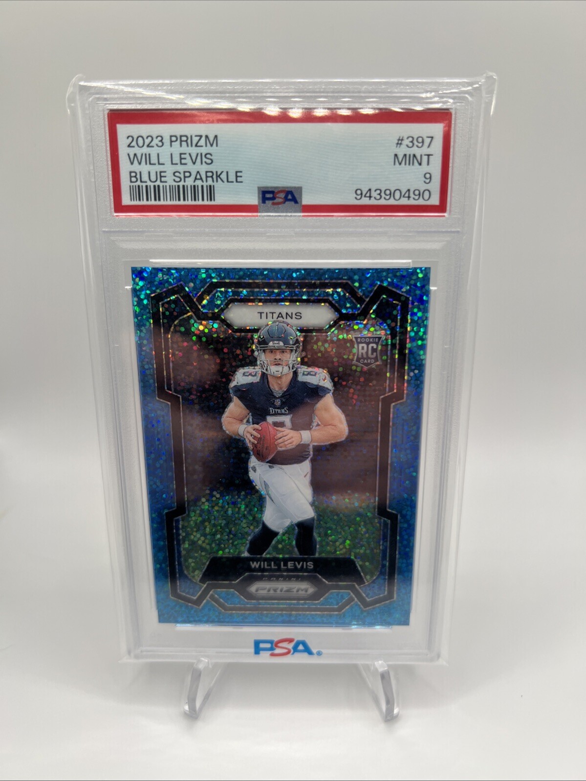 WILL LEVIS 2023 Panini Prizm Rookie RC #397 BLUE SPARKLE PRIZM /96 PSA 9 🔥