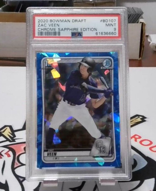 G659 2020 BOWMAN DRAFT CHROME SAPPHIRE ZAC VEEN 1ST #BD107 PSA 9