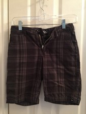 Quicksilver Boys Gray Plaid Shorts Size 25 100 Cotton