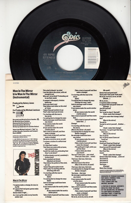MICHAEL JACKSON - MAN IN THE MIRROR - ORIGINAL EPIC RECORDS 45 WPS
