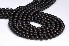 8MM 108 Pcs Black Ebony Blackwood Mala Beads Natural Wood Black Round Beads 35"