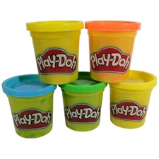 Play-Doh Blue Green Orange Yellow 2 New - 3 LIGHT use