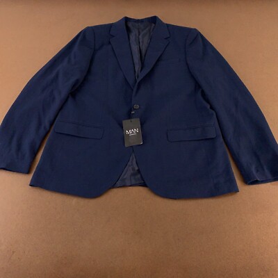 Boohoo MAN Men's Size 44 Navy Blue Two Button Suit Jacket NWT
