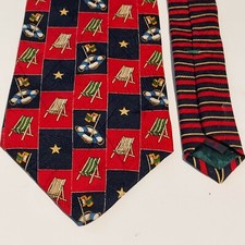 Nautical Beach Tommy Hilfiger Mens Neck Tie Red Blue Italian Silk Made in USA