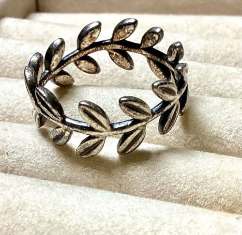 Pandora Silver Laurel Wreath Ring Size 55 O VGC s925 ALE Gift Anniversary Xmas