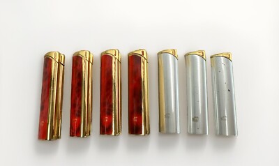 Lot Of 7 Vintage Slim Colibri Lighters Heart Shape