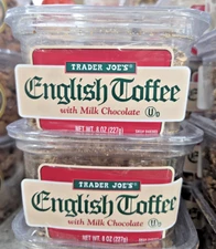 Trader Joe's English Toffee with Milk Chocolate 8oz 227g (2 Tubs)