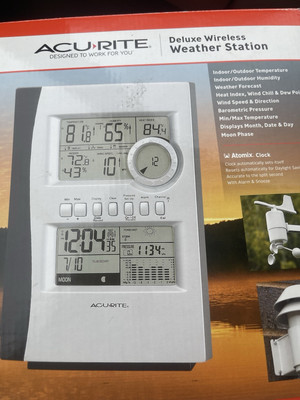 New in Box Acu-rite Deluxe Professional Weather Station Wind Sensor Atomic Clock