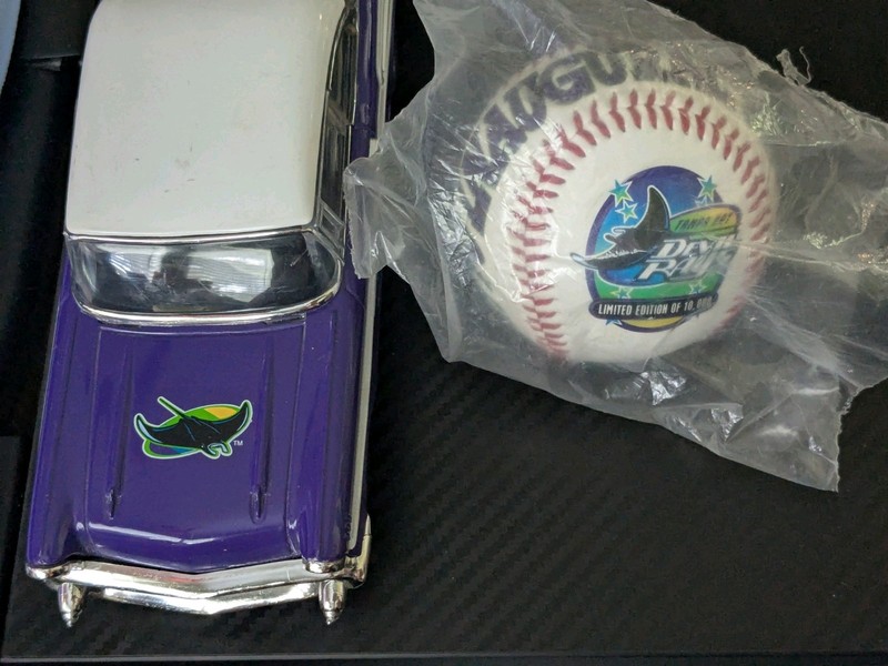 1998 TB Devil Rays Inaugural Season Limited Ed Baseball and 1957 Chevy  replica