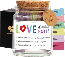 90 PCS Love Notes Jar,I Love You Gifts for Him Her,Romantic Anniversary Birthday