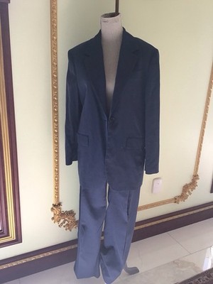 Zara Basic navy blue  Suit Set Women Size M One Button Blazer , Pants