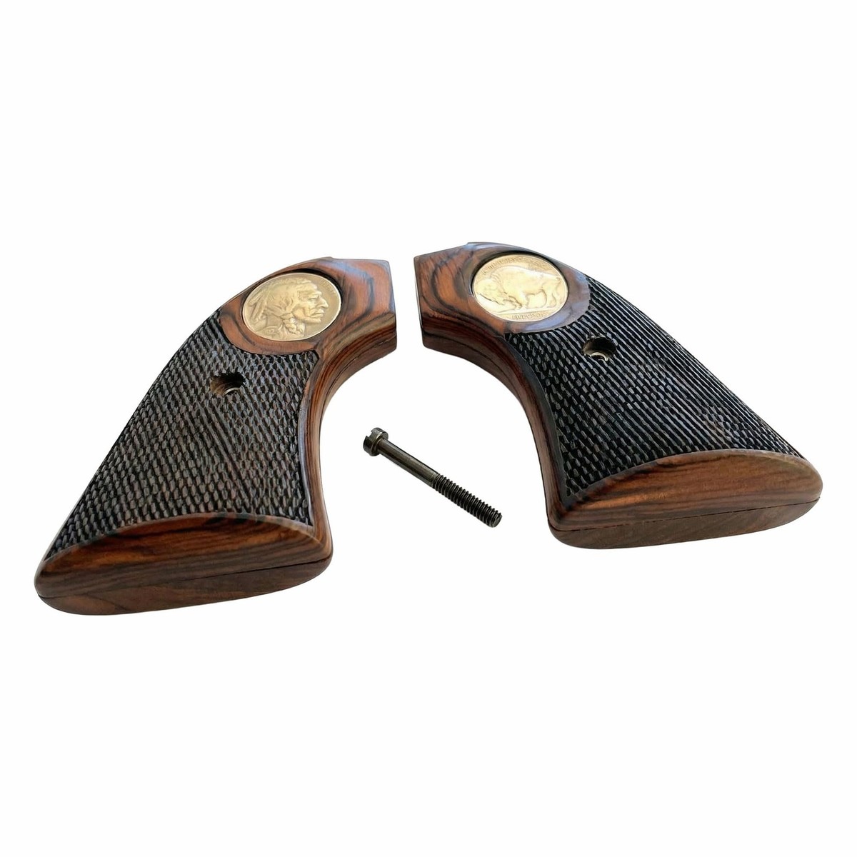 Heritage Rough Rider Checkered Rosewood Buffalo Nickel Grips .22