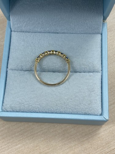Bague de mariage diamant taille ronde bleu jaune cultivé en laboratoire 0,50 carat or jaune 14 carats - Photo 5 sur 14
