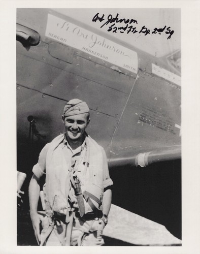 WW2 Art Johnson Italy Spitfire 52nd Fighter Group - handsigniertes Foto