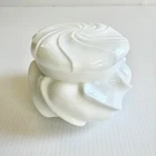 Vintage White Milk Glass Fenton Wave Crest Powder Puff Box/ Candy Dish