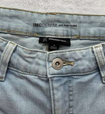 Textured INC International Concepts Flared Jeans Mid Rise Distressed 5-Pocket 10