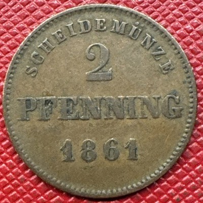 Germany, Bavaria 1861 Copper 2 Pfennig. Maximilian II. KM# 857