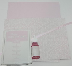 PINK PIROUETTE INK PAD REFILL 6X6 STRIPES DESIGNER PAPER CARDSTOCK STAMPIN UP