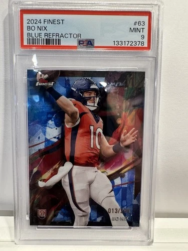 Bo Nix 2024 Topps Finest Blue Refractor #63 PSA 9 /200 Rookie Denver Broncos