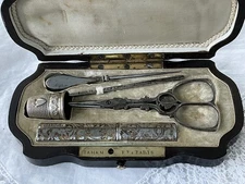 ANTIQUE TAHAN PARIS NAPOLEON III BOULLE CHERUBS ETC SEWING ETUI NECESSAIRE 1850