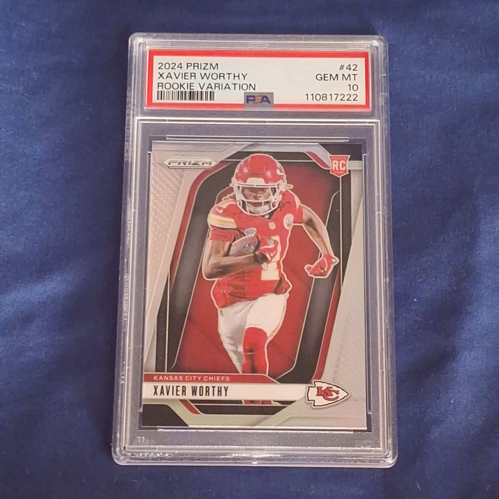 2024 Panini Prizm Xavier Worthy #42 Rookie Variation Silver Prizm RC PSA 10