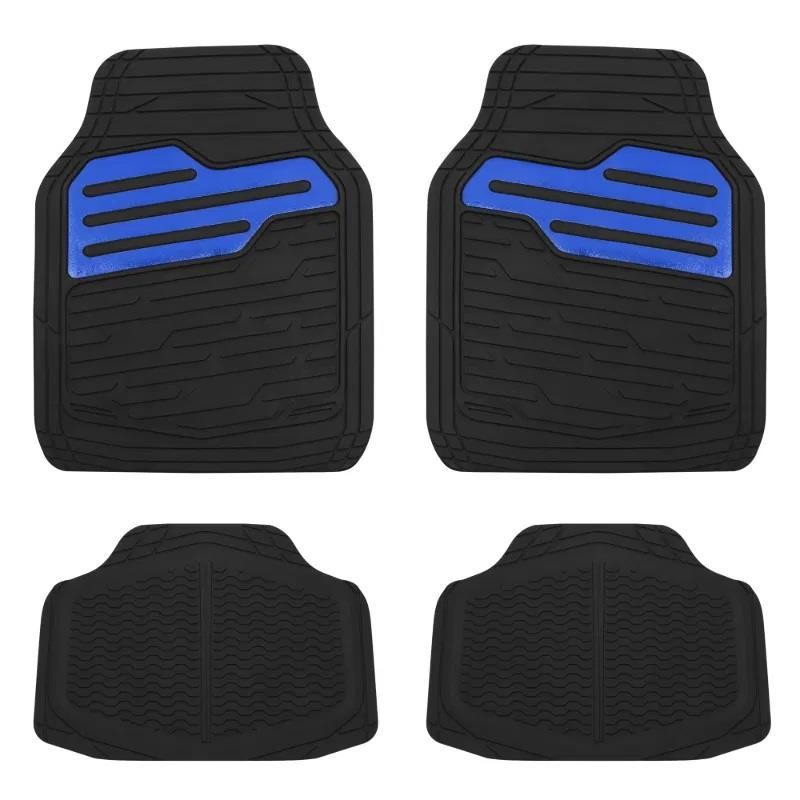 Streetwize  Adonia Car Floor Mats 4 Pieces Rubber Metallic Blue Heel Pad SWCM126