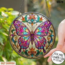 Butterfly Stained Glass Suncatcher, Mother's Day Gift for Mom, Colorful Home