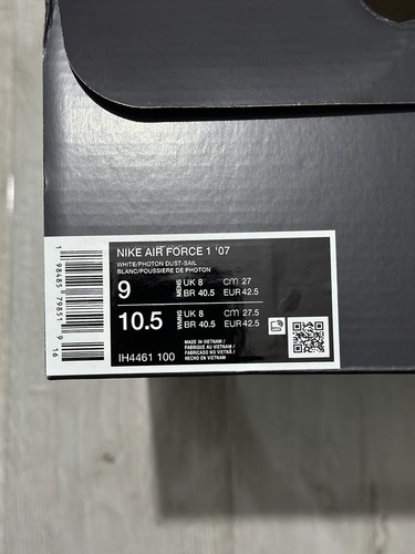 Nike Air Force 1 ‘07 - White / Photon Dust-sail / Grey - Size UK 8 - Brand New - Picture 7 of 7