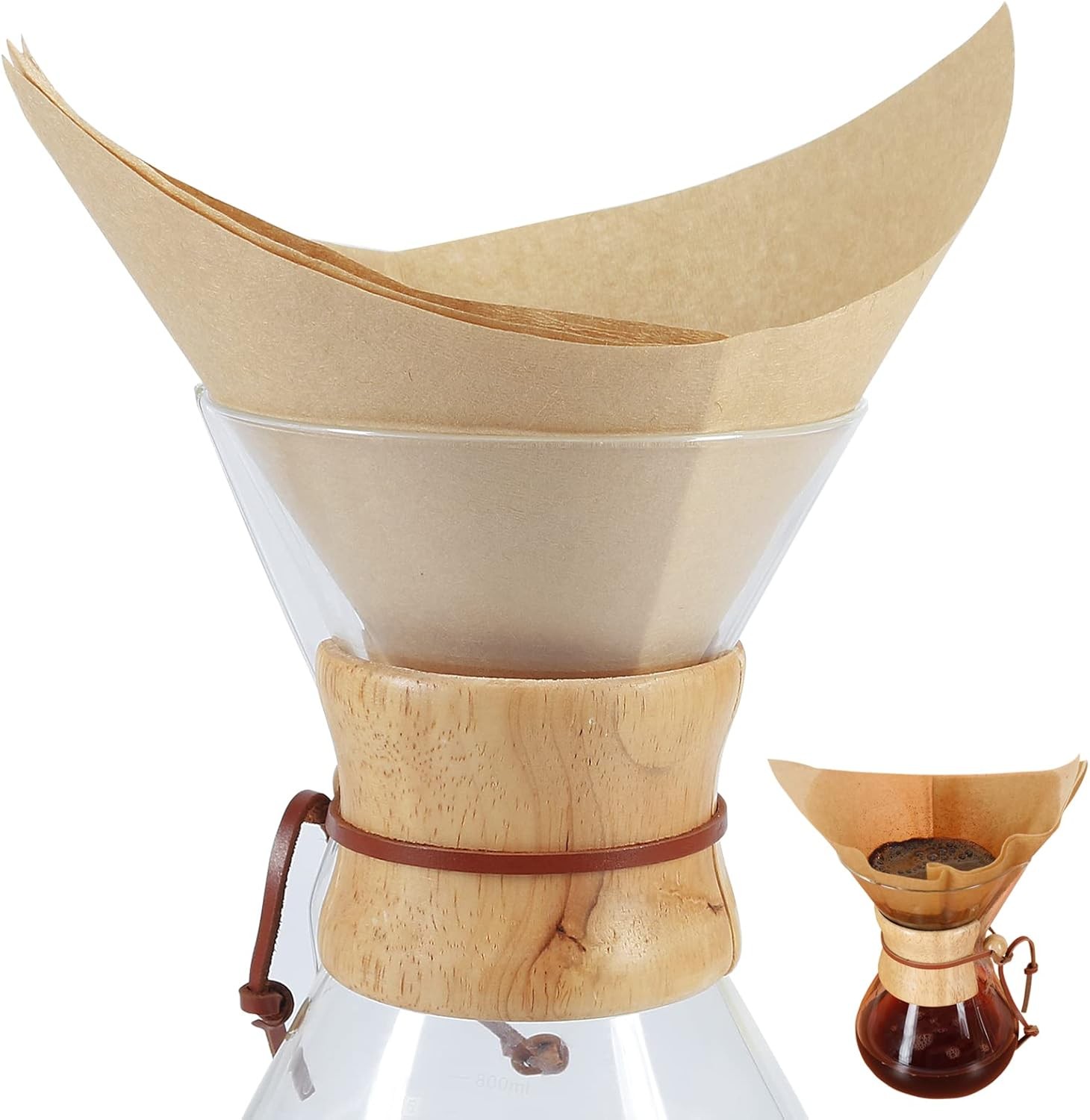 Pour Over Coffee Filter, Squares, Natural Unbleached Disposable Coffee Filter Pa