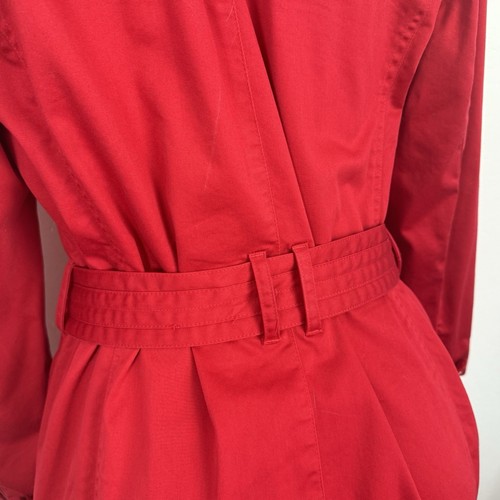 JM Collection Women’s Size Petite Large Red Trench Coat Pockets Lined - Picture 6 of 10